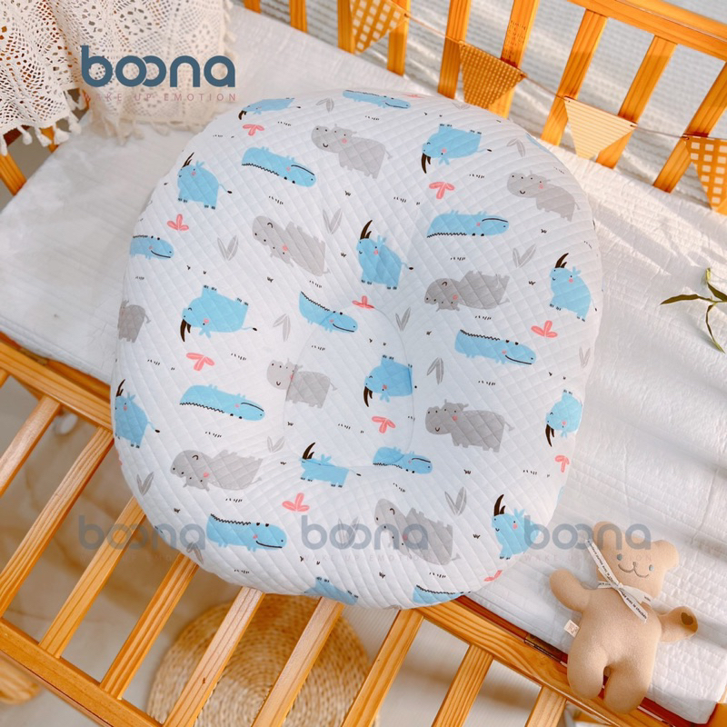 Gối chống trào ngược Boona hàng cao cấp - phiên bản chất xốp Trần bông size to 70x70cm bông nặng 2kg dành cho bé sơ sinh