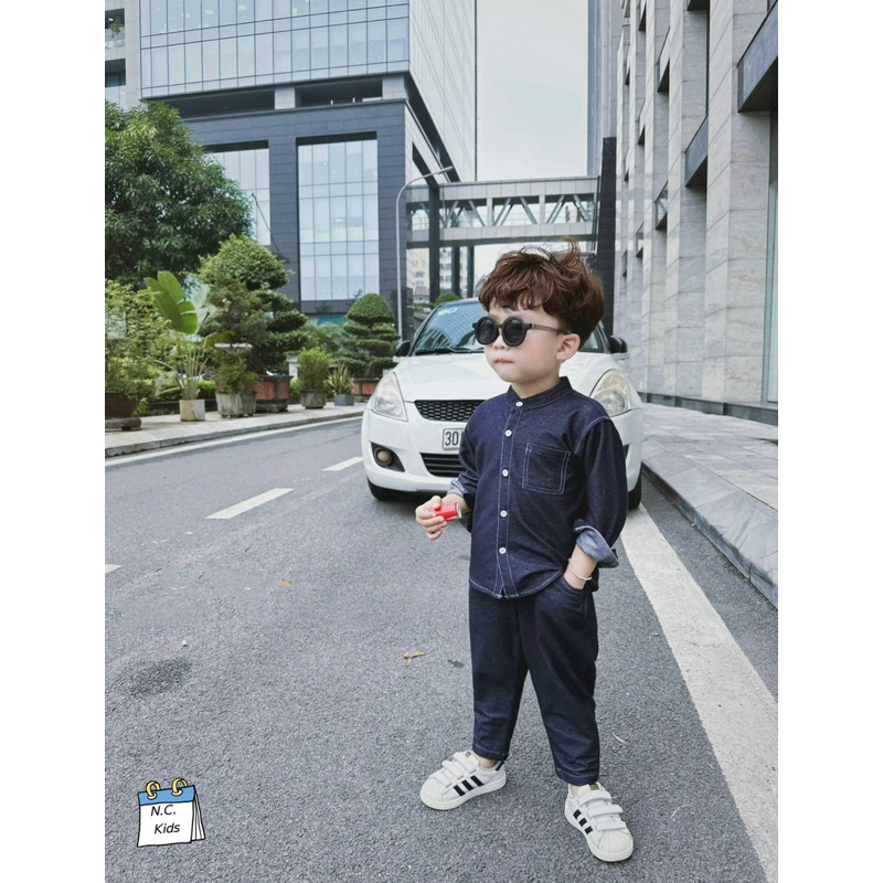 Set jean đậm chỉ nổi bé trai