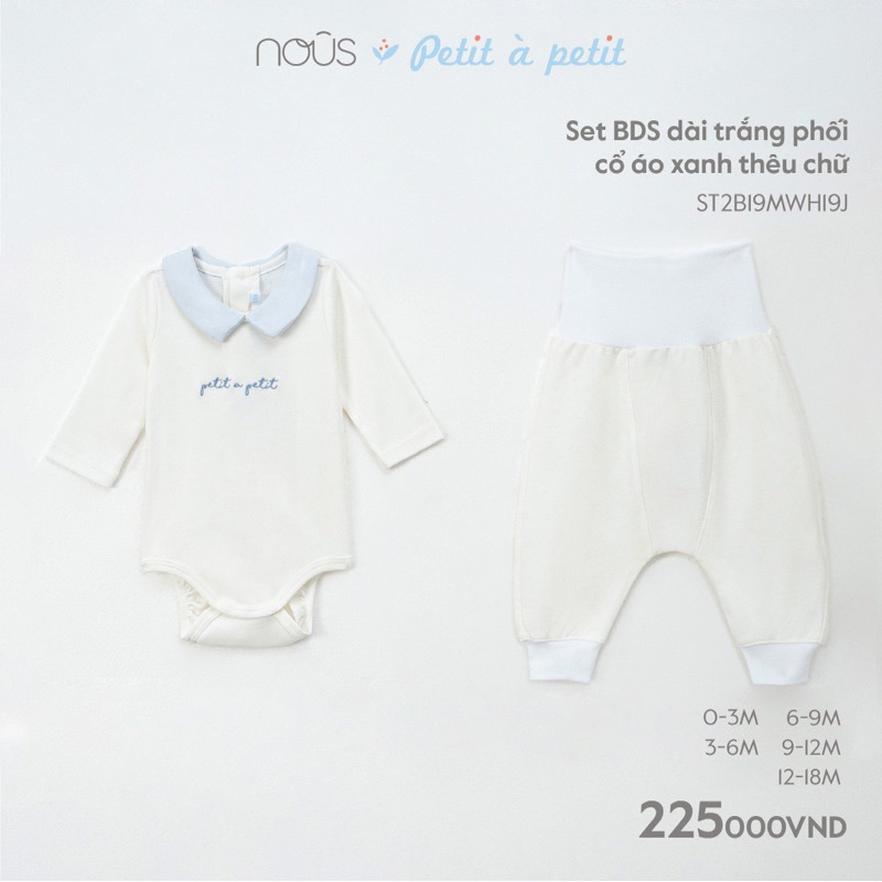 Bộ quần áo Body Suit và quần cho bé sơ sinh 3-11kg thu đông chính hãng mẫu mới 2023