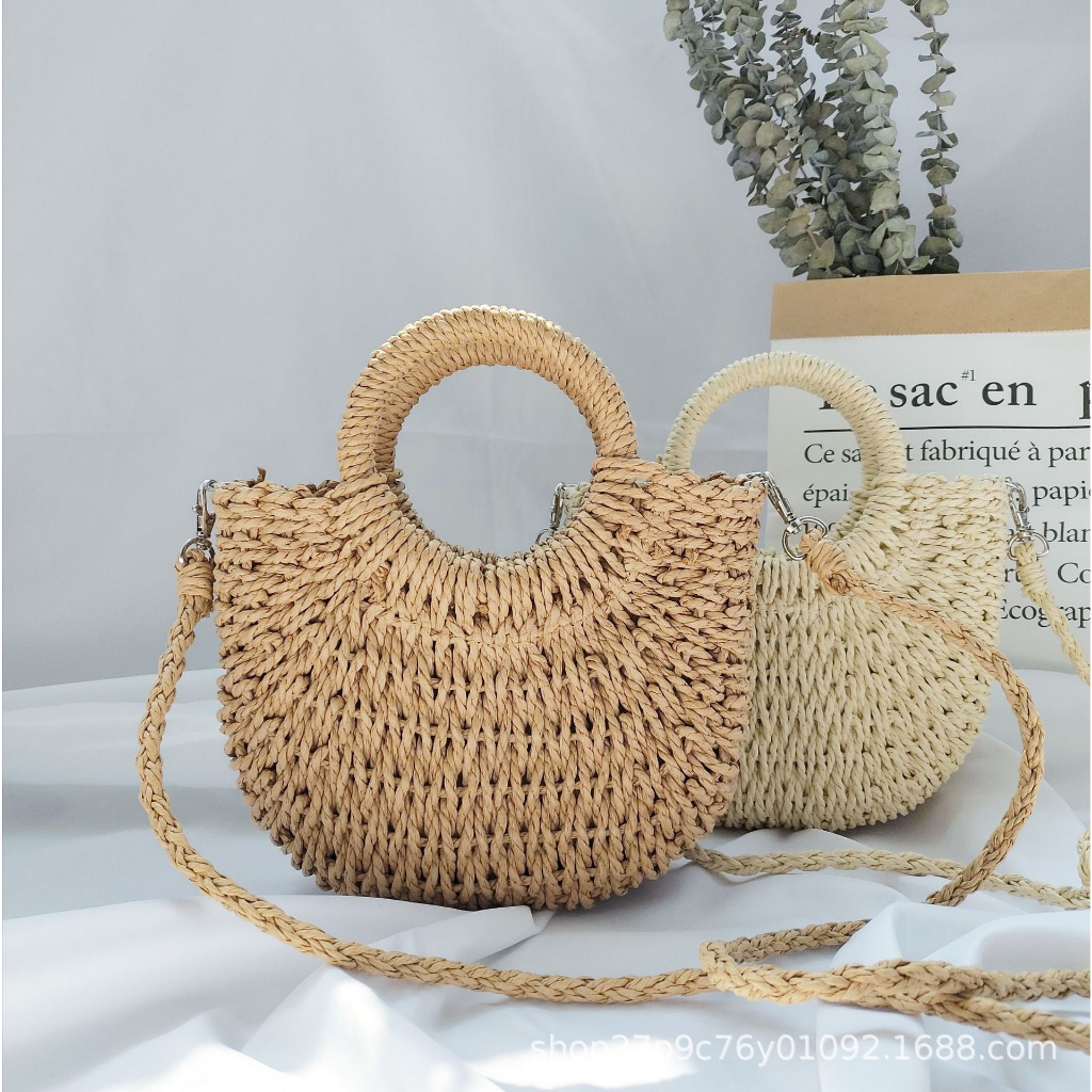 Túi Cói Bán Nguyệt Đeo Chéo