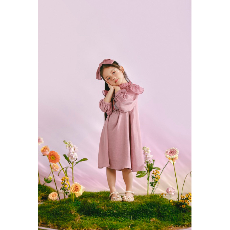 Váy bé gái thiết kế P'ti chou Anie dress cổ bèo tiểu thư