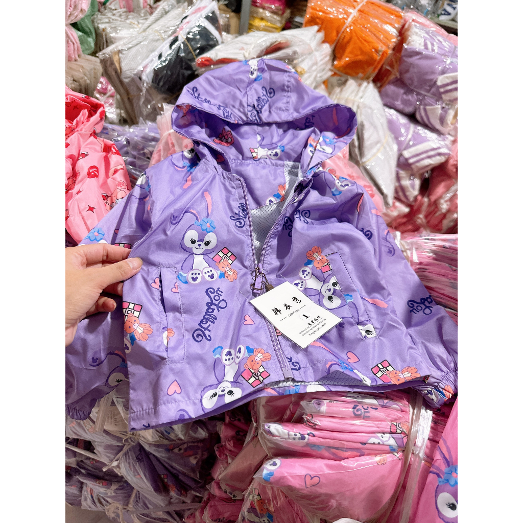 Áo khoác gió 2 lớp thu - đông in họa tiết hoạt hình xinh xắn cho bé gái 8-28kg