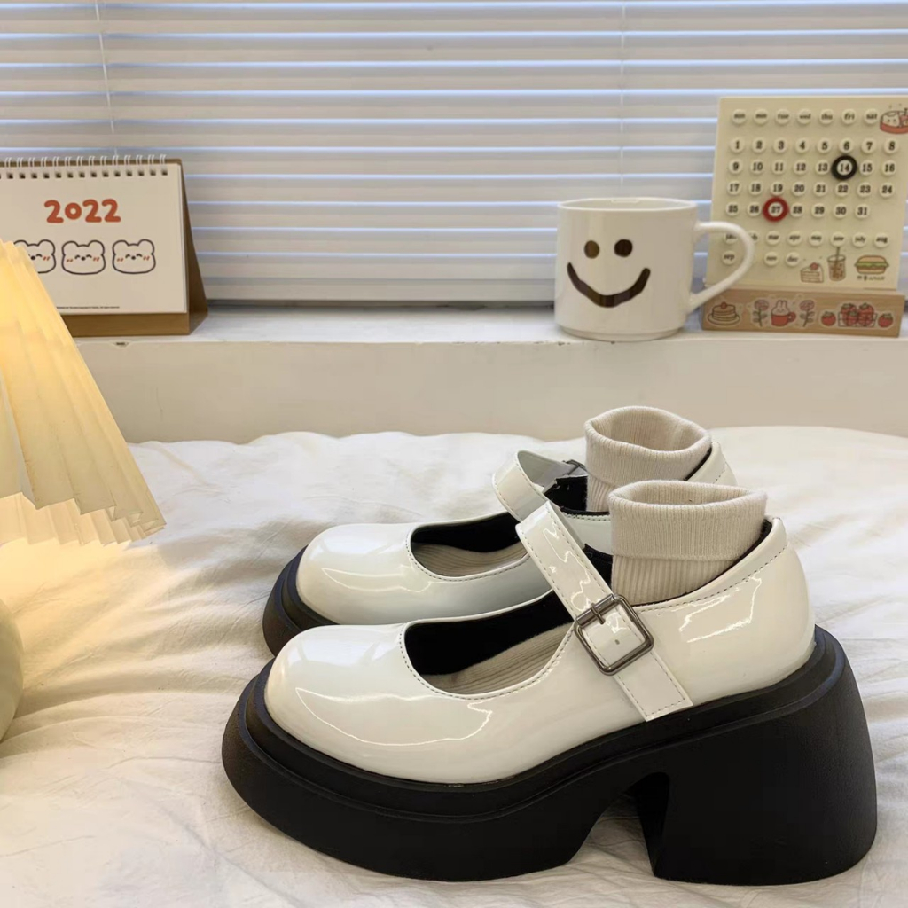 Giày Mary Jane da bóng nữ đế 3 phân Anh quốc mũi vuông đơn giản đẹp xinh rẻ mẫu mới hot trend đi học đi chơi