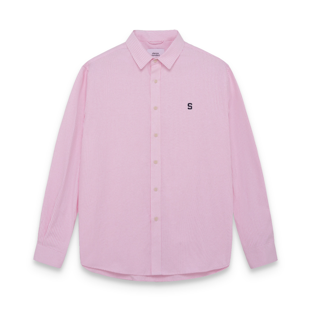 Áo sơ mi SilenceStandard Premium Oxford Shirt Logo S thêu/ kẻ hồng [SO02]