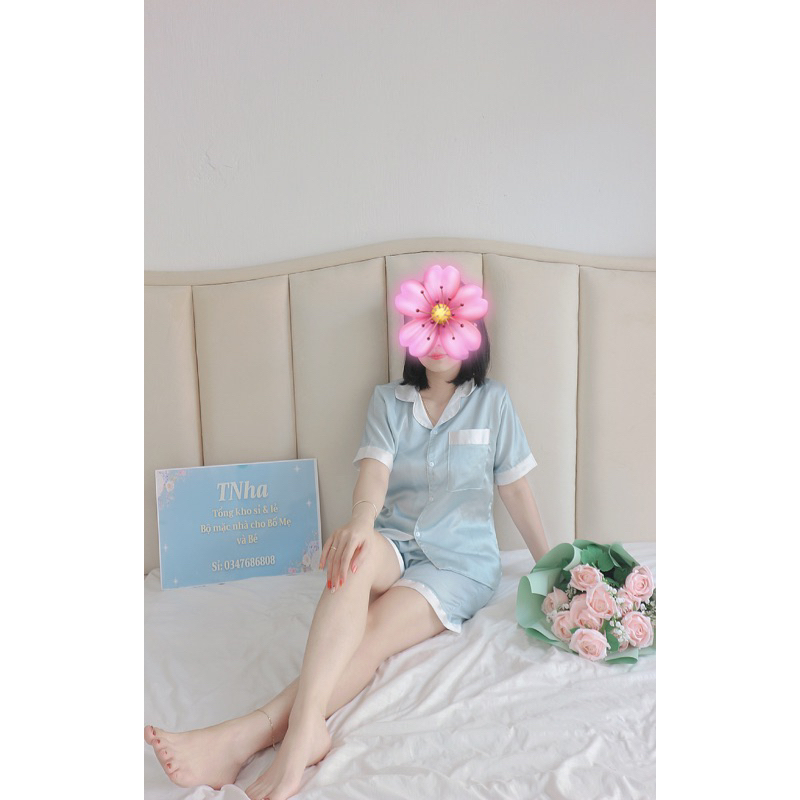 bộ lụa satin đùi cho nữ Freesize