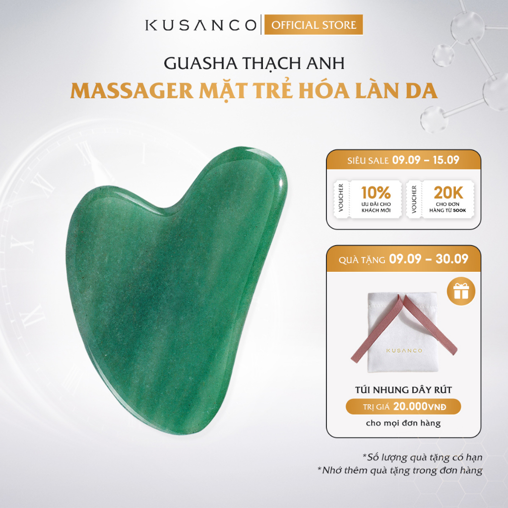 Đá massage mặt guasha Kusanco, guasha nâng cơ thon gọn mặt và trẻ hóa làn da
