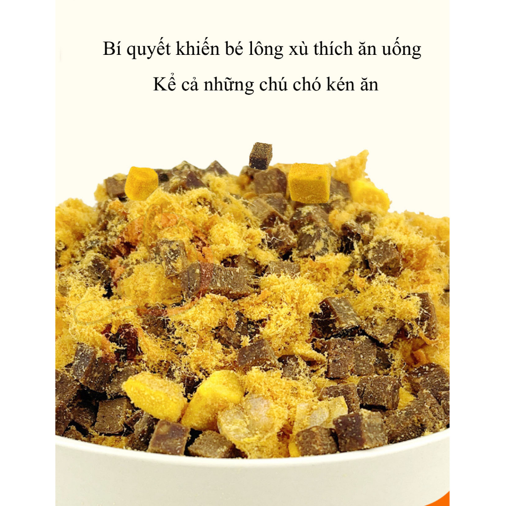 CHÀ BÔNG  mix LÒNG ĐỎ TRỨNG VÀ THỊT BÒ VIÊN CHO CHÓ KÉN ĂN BỔ SUNG DINH DƯỠNG GÓI