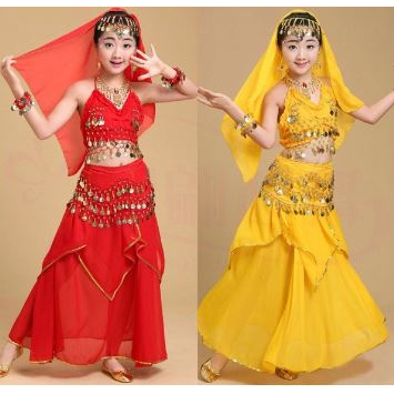🍄 Trang Phúc Múa Bụng Cho Bé. Váy Múa Ấn Độ Alibaba Đủ Phụ Kiện Vòng Tay,  Vòng Tai, Vòng Cổ