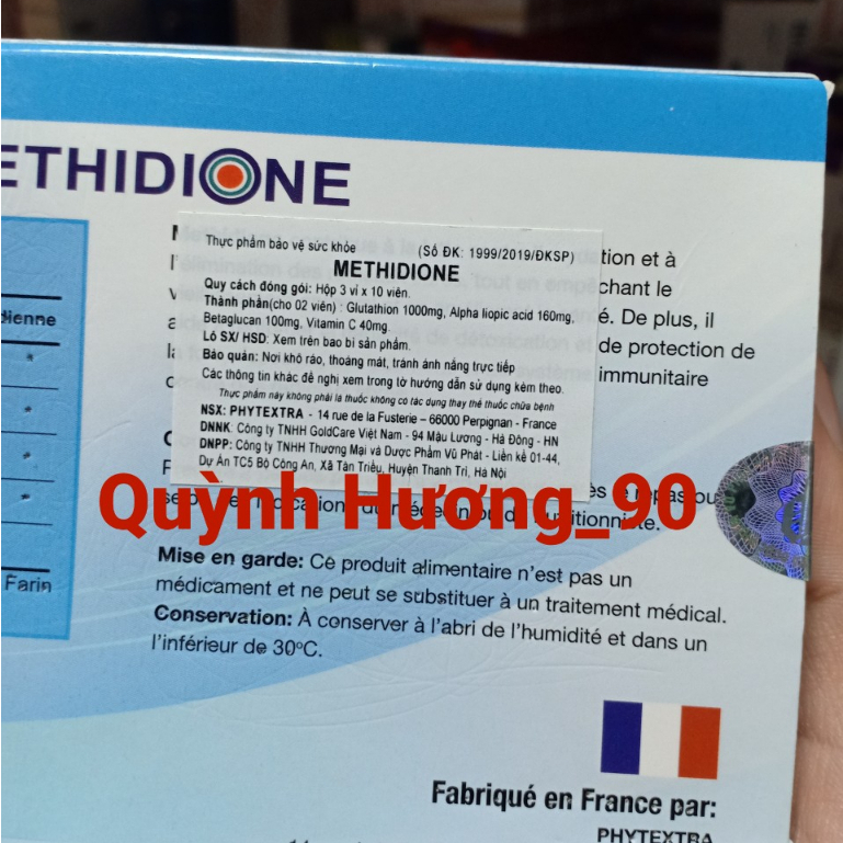 Viên uống METHIDIONE hộp 30 viên giúp chống lão hóa,tăng đề kháng