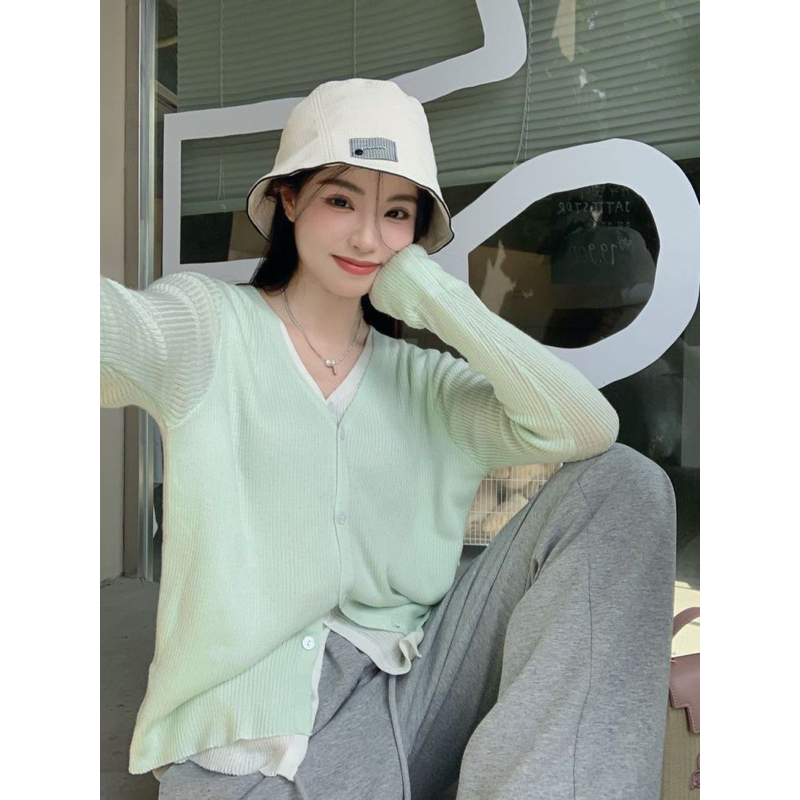 Áo Cardigan thun gân 2 lớp dáng ngắn Lilis roo