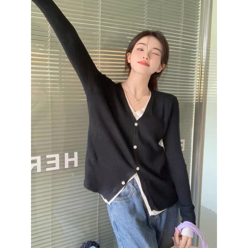 Áo Cardigan thun gân 2 lớp dáng ngắn Lilis roo