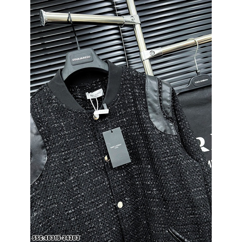 Áo bomber nam nữ phối vai da vải dệt kim tuyến GVC siêu hot hit