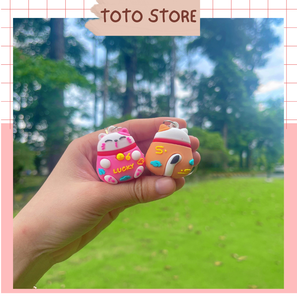 MÀU NGẪU NHIÊN - Móc Khóa Mèo Thần Tài Phong Thủy Nhiều Màu, Làm Quà Tặng Ý Nghĩa