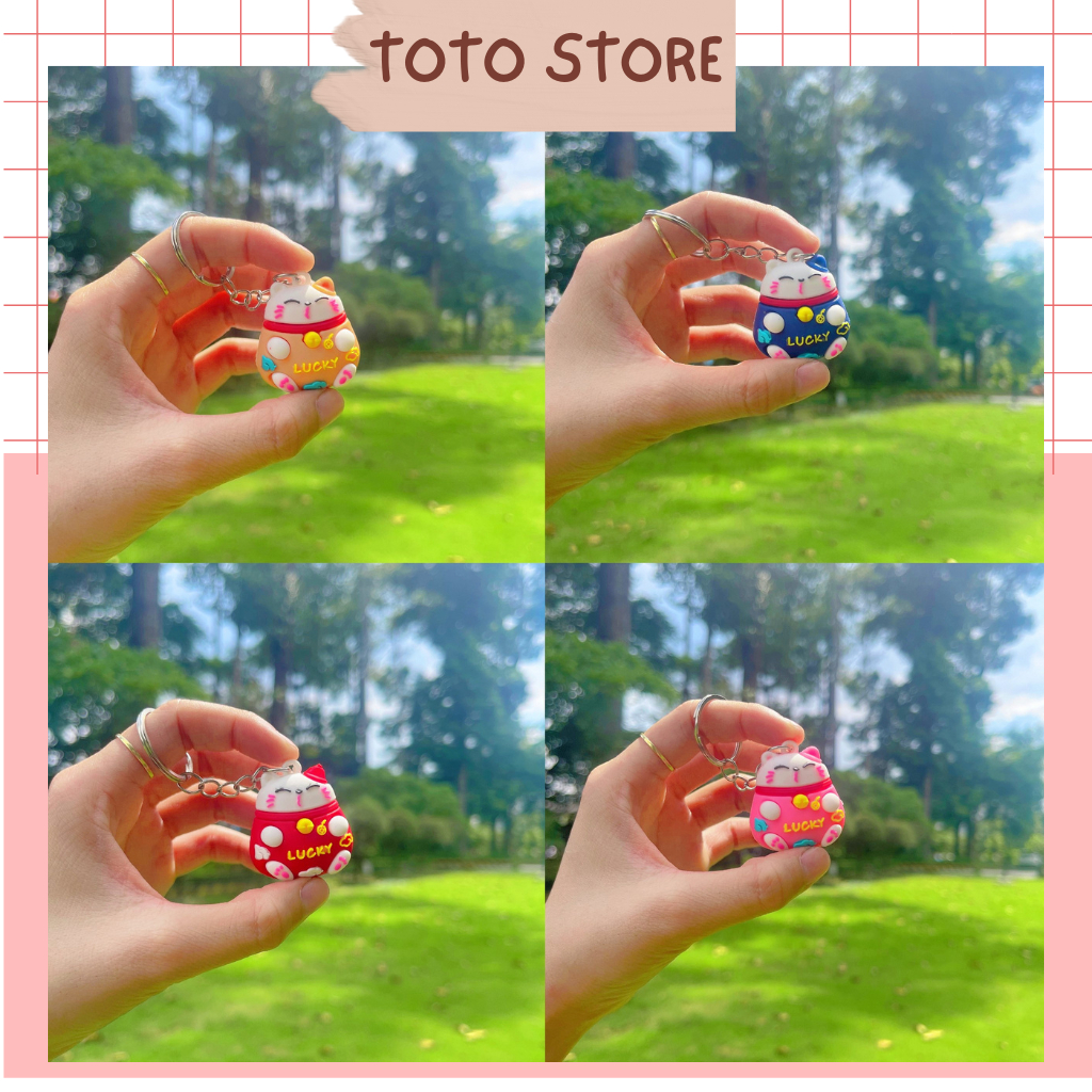 MÀU NGẪU NHIÊN - Móc Khóa Mèo Thần Tài Phong Thủy Nhiều Màu, Làm Quà Tặng Ý Nghĩa