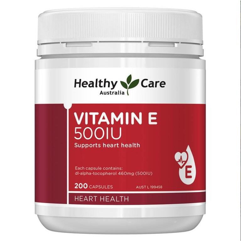 Vitamin E HÀNG ÚC Healthy Care 500IU hộp 200 viên- viên uống đẹp da, hỗ trợ sức khỏe tim mạch...