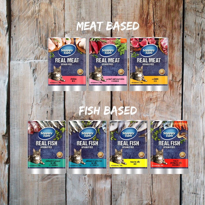 Pate Snappy Tom Gói 85g Real Fish & Real Meat đa dạng mùi vị và thơm ngon