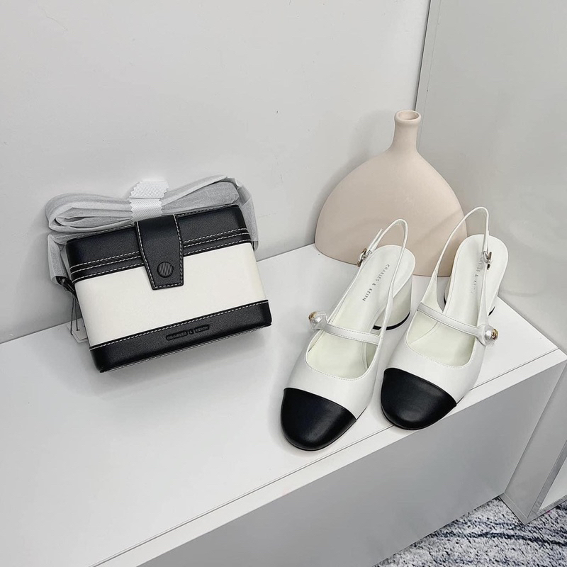 Túi xách Charles and Kieth màu trắng dạ hồng và đen CK2-80701182