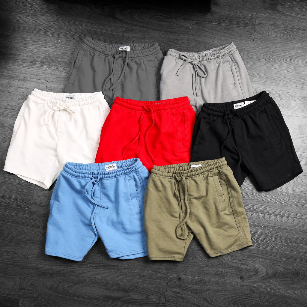 Quần Short Màu Trơn Basic Ngắn Trên Gối Mặc Thường Ngày Dễ Phối Đồ Chất Cotton Dày Co Giãn Mát Mẽ Dễ Chịu