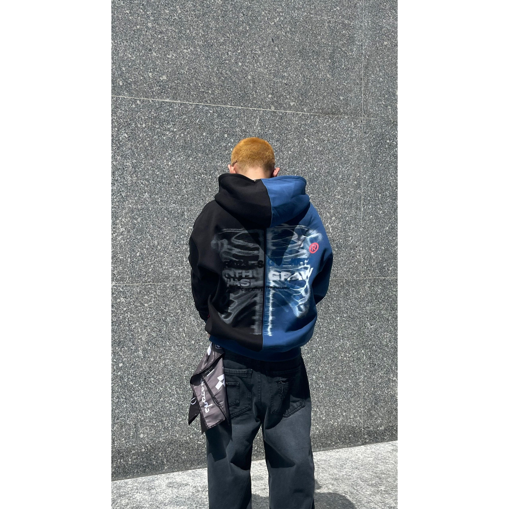 Áo Hoodie Zip Bone Graw Nỉ Bông 2 Màu 2 Form / Black Blue