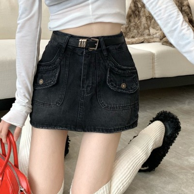 A17 Chân váy bò nữ túi hộp - chân váy jeans nữ Túi Hộp dáng ngắn kèm quần trong cạp cao tôn dáng mix đồ siêu đỉnh | BigBuy360 - bigbuy360.vn