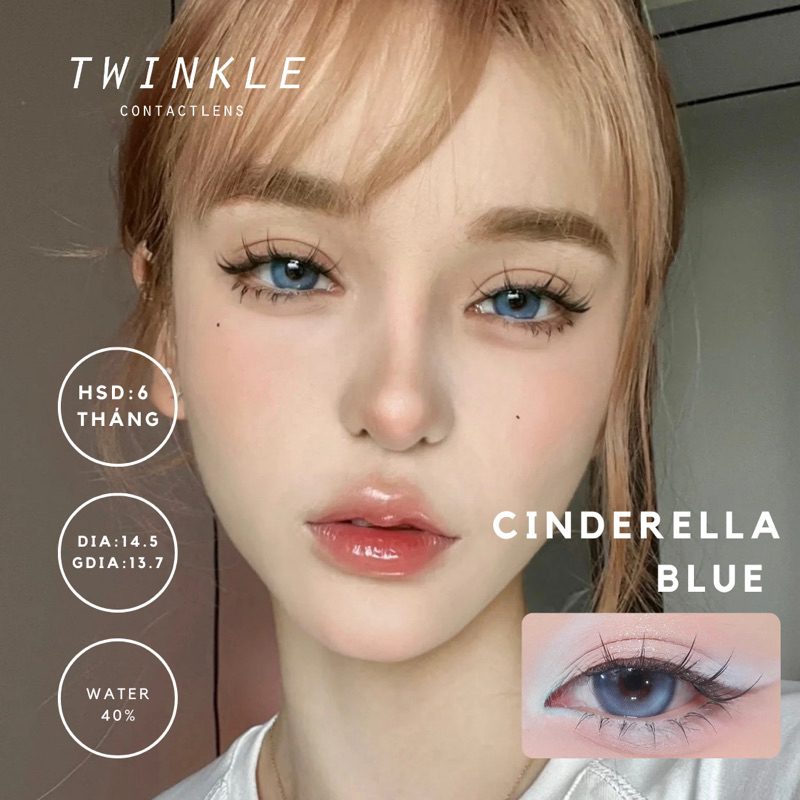 Kính áp tròng lens mắt màu xanh dương búp bê Cinderella Blue lens twinkle