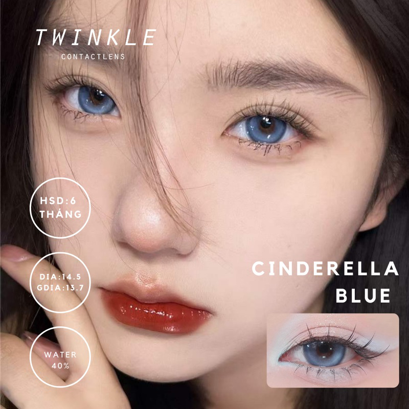Kính áp tròng lens mắt màu xanh dương búp bê Cinderella Blue lens twinkle