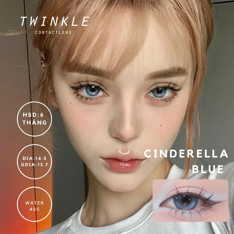 Kính áp tròng lens mắt màu xanh dương búp bê Cinderella Blue lens twinkle