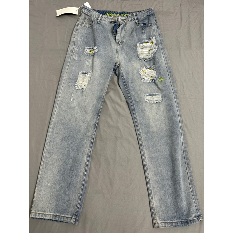 Quần Jeans "DREW House x FireOnFire" Tapered Leg Vintage Bleach Wash.