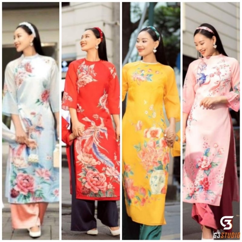 🥰 Áo dài cách tần ogana 4 tà cao cấp đẹp sang mềm mại giá rẻ ảnh thật 100% Hàng thiết kế
