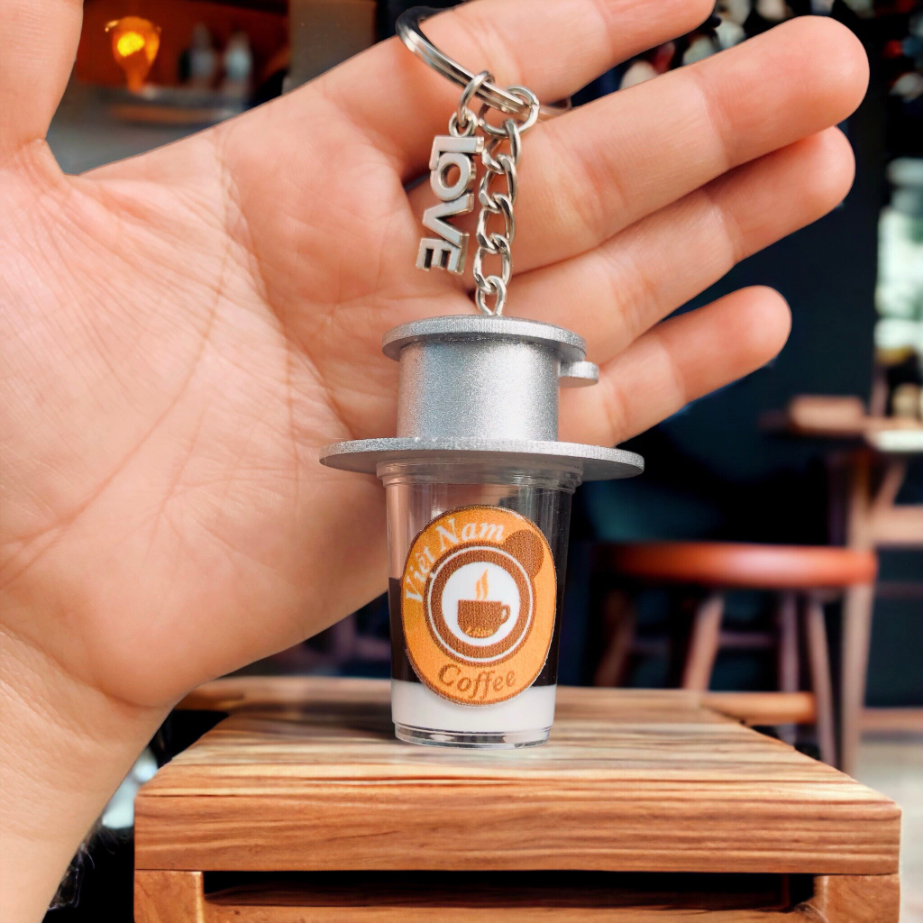 Móc khoá Ly phin cafe VN  Handmade 100% Qùa tặng độc đáo