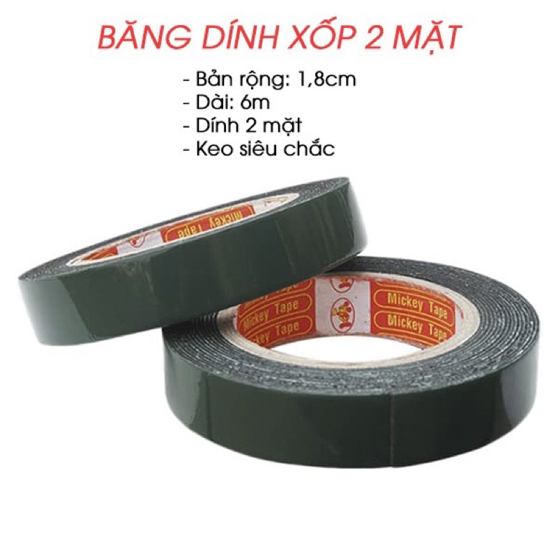 Băng dính xanh , băng dính sốp dán 2 mặt.