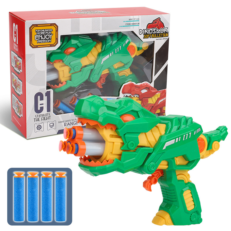 Đồ chơi viên xốp biến hình, Máy bắn viên xốp, Đồ chơi trẻ em kèm viên xốp, Sung đồ chơi hình khủng long nhiều màu sắc