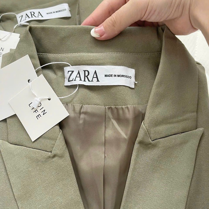 Áo blazer xanh rêu Za.ra hàng dư xịn