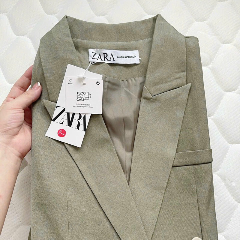 Áo blazer xanh rêu Za.ra hàng dư xịn
