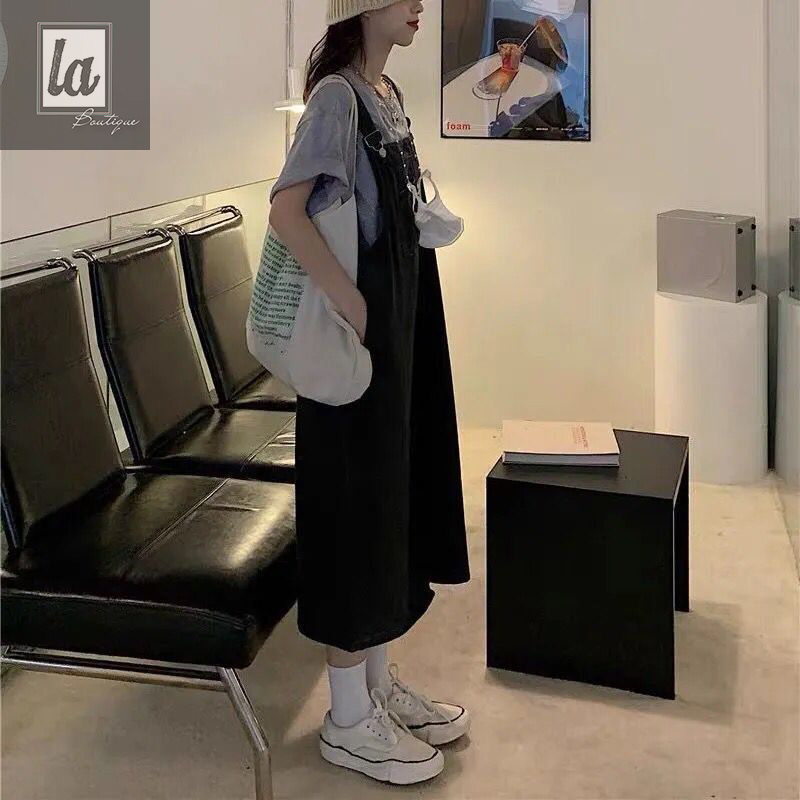 Yếm đầm jeans xẻ đùi trước forrm rộng bigsize 45kg - 100kg