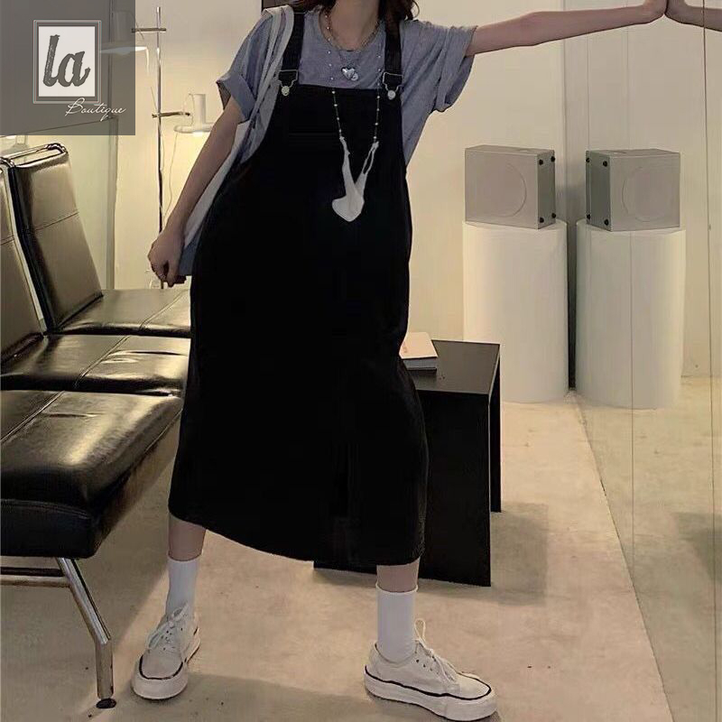 Yếm đầm jeans xẻ đùi trước forrm rộng bigsize 45kg - 100kg