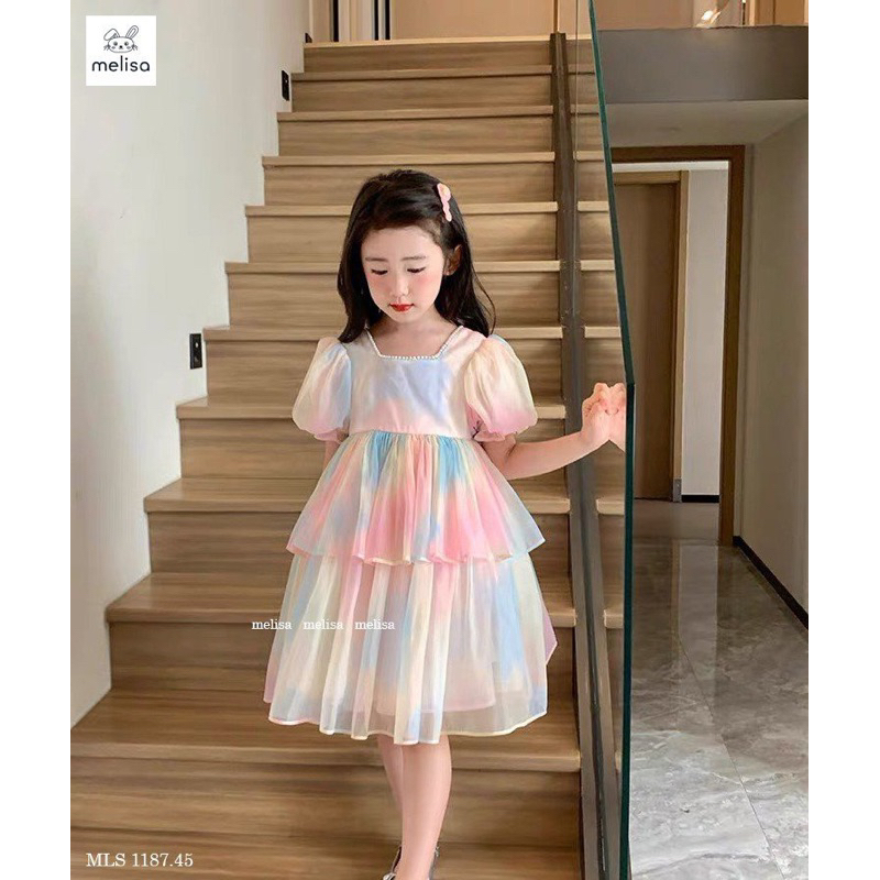 Đầm tơ Melisa màu cầu vồng đẹp lạ 10-40kg