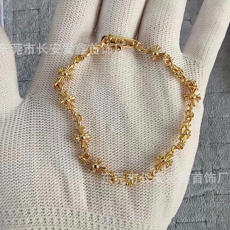 VÒNG TAY CHROME HEART Thánh Giá Nhỏ CH-460 -Lắc tay Hoa Chrome heart Thánh Giá Vàng Bé -Chrome heart bracelet