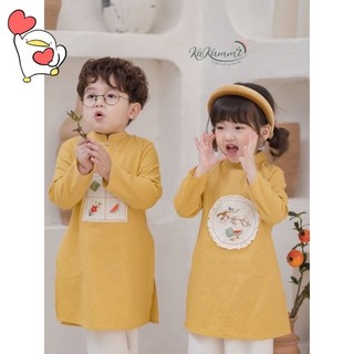 Sét áo dài cặp đôi bé trai bé gái cao cấp đẹp mềm mại giá rẻ áo dài tết