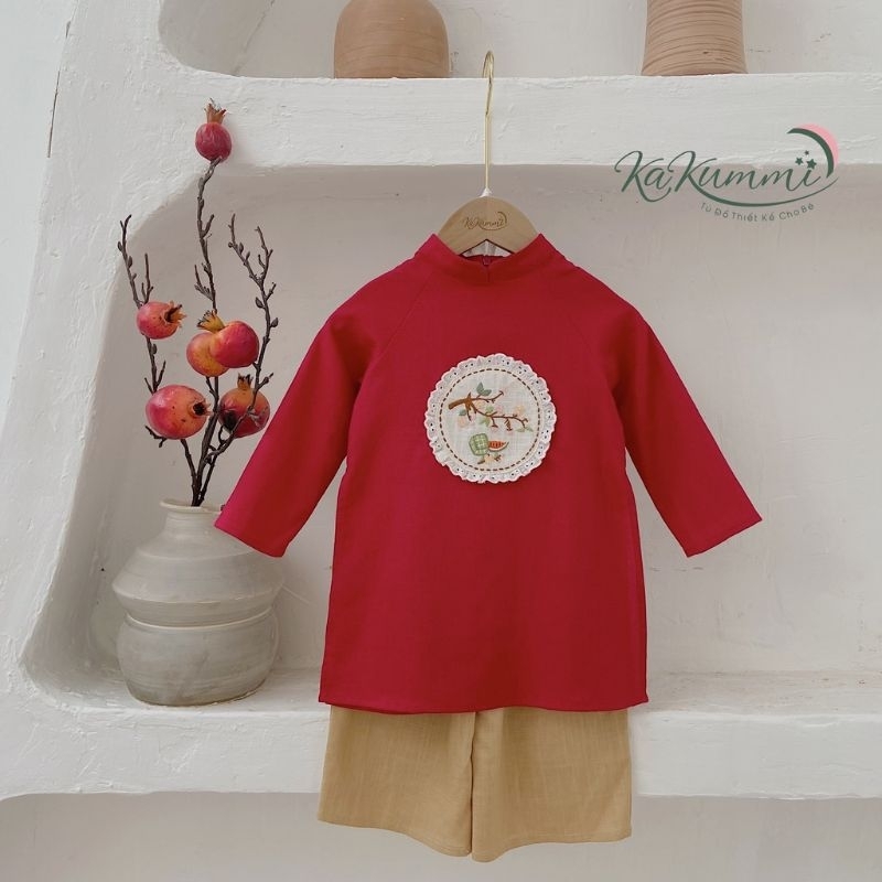 Sét áo dài cặp đôi bé trai bé gái cao cấp đẹp mềm mại giá rẻ áo dài tết