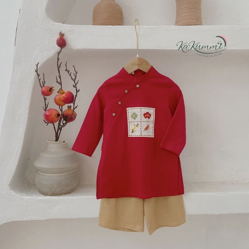 Sét áo dài cặp đôi bé trai bé gái cao cấp đẹp mềm mại giá rẻ áo dài tết