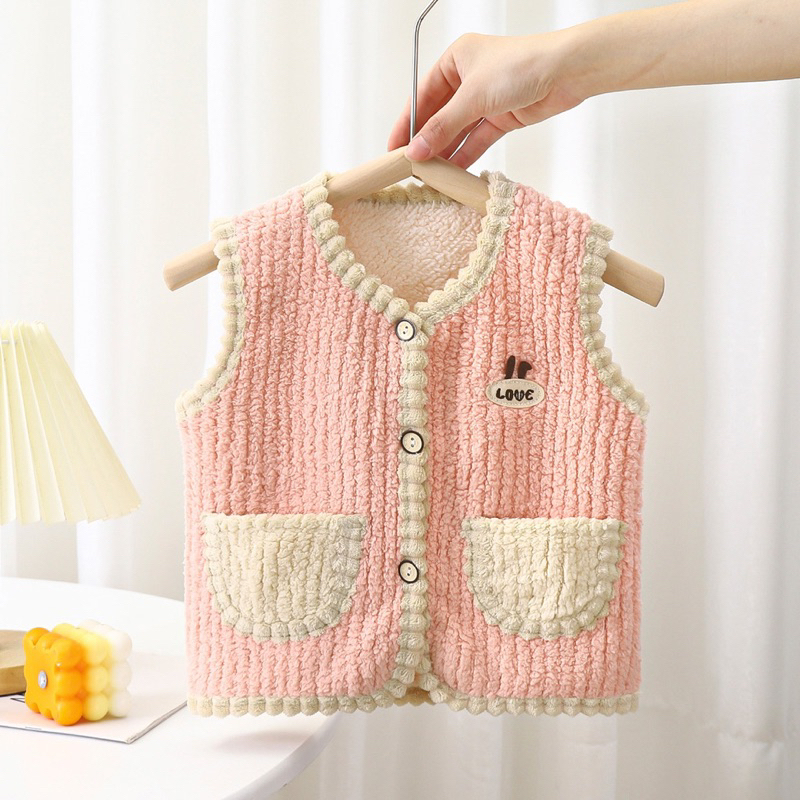 Áo gile lông cừu cho bé siêu ấm, dày dặn, mềm mại
