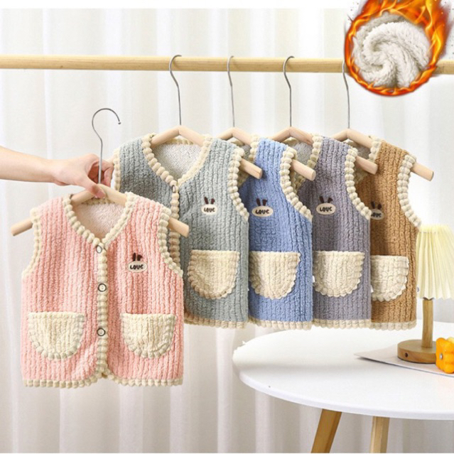 Áo gile lông cừu cho bé siêu ấm, dày dặn, mềm mại