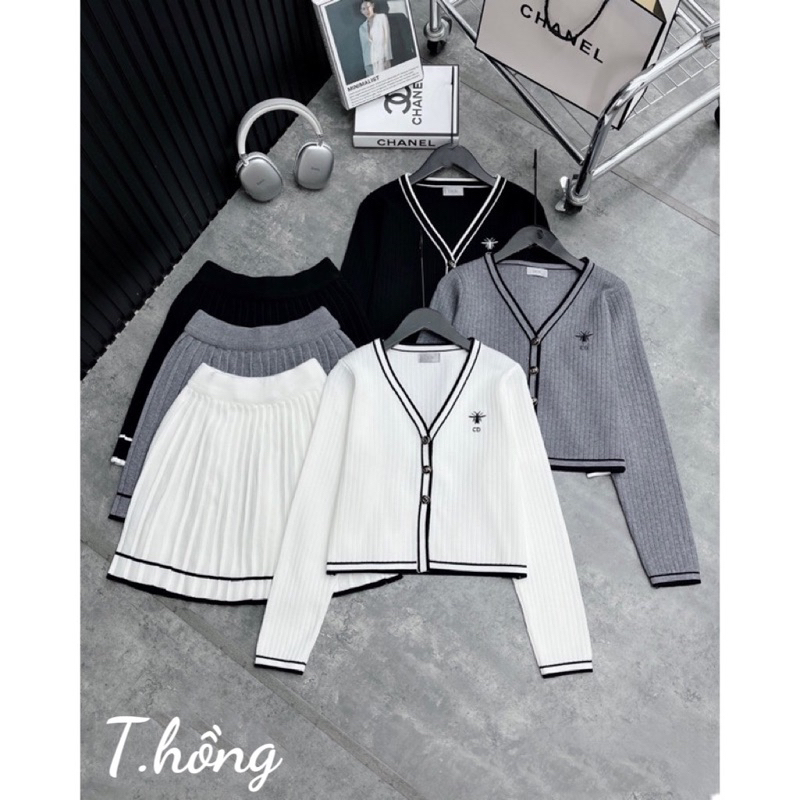 Sét len tăm dài tay thêu ong mới 3 màu