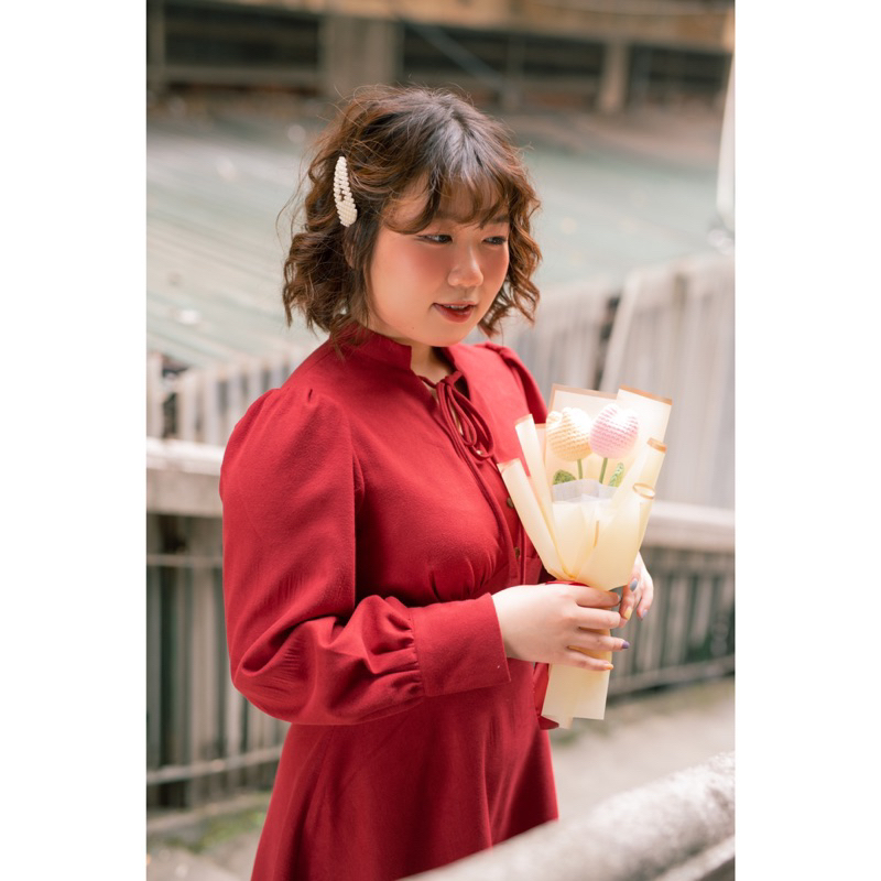 VÁY ĐẦM BIGSIZE NHUNG CỔ TÀU BUỘC NƠ - CHOU DRESS - IZYBYNHI