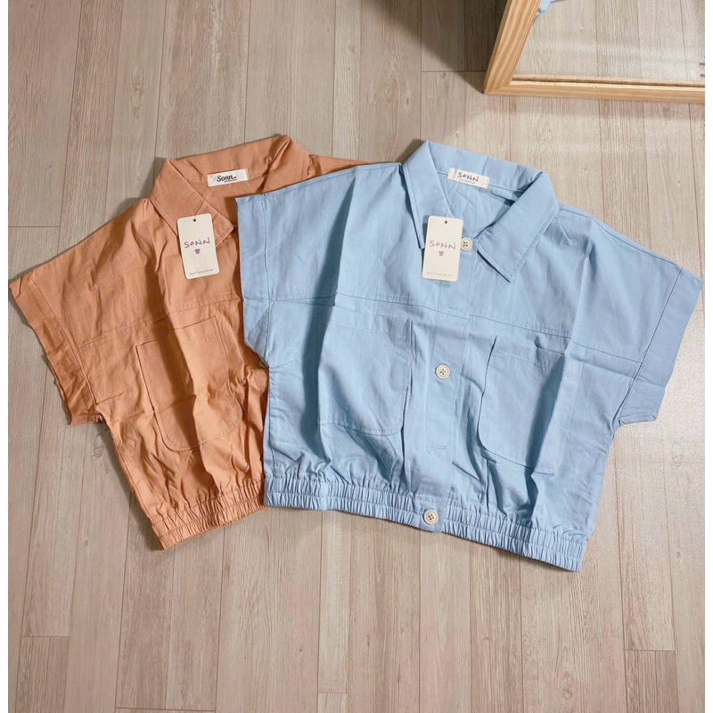 Áo sơmi croptop chun eo siêu xinh