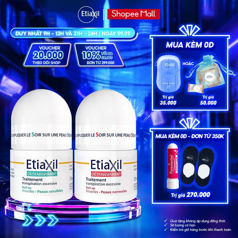 Combo 2 Lăn Khử Mùi Ngăn Mồ Hôi Etiaxil 15ml