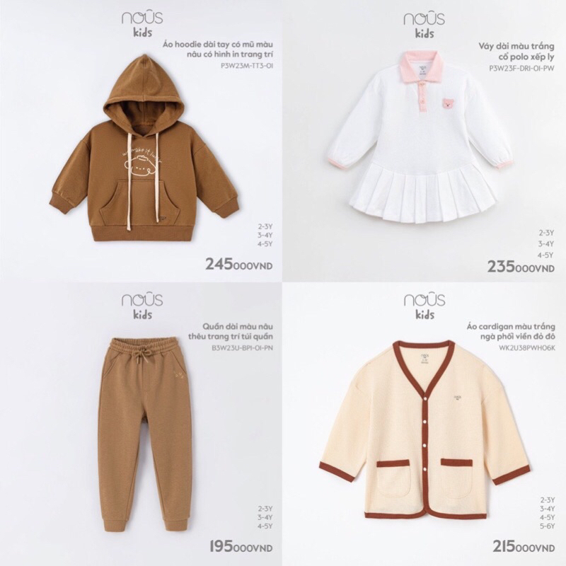 Bộ dài của Nous Kids cho bé trai và bé gái