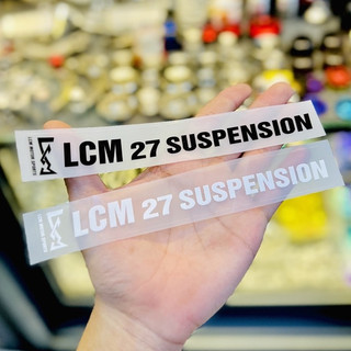 Cặp LCM 27 Suspension Dán Chân Phuộc, Loại Nền Trong Chữ Trắng, Decal Chống Thấm Nước