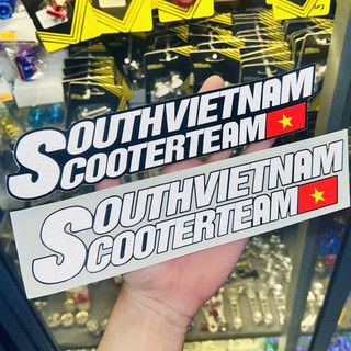 Tem logo sticker racing hội nhóm chữ SouthVN Scooter Team size 25cm , chất liệu decal in phản quang chống thấm